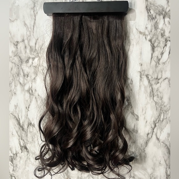 Clip in Hair Extensions Long Wavy Black  Brown,  Hair Extensions   20 In - Picture 3 of 8